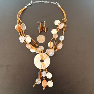 Vintage Avon Mother of Pearl and stones, brown and translucent ovals. MOP 2”.